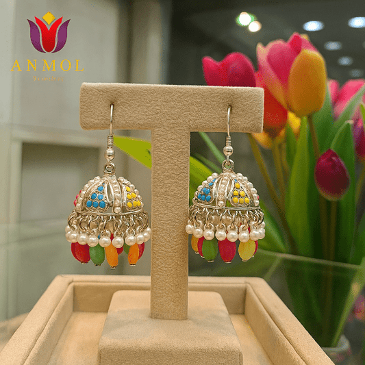 Mehndi Wear Artificial Earrings Jewellery - Green & Red - Anmol Jewellery Anmol Jewellery