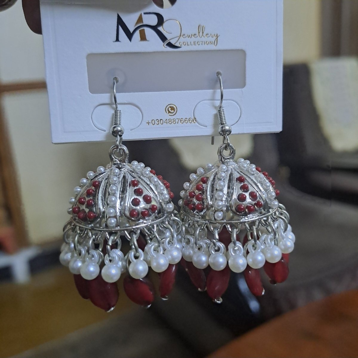 Mehndi Wear Artificial Earrings Jewellery - Green & Red - Anmol Jewellery Anmol Jewellery