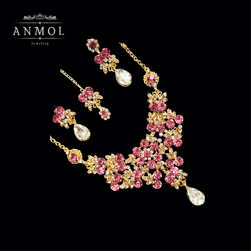Elegant gold plated necklace for women with zircon design