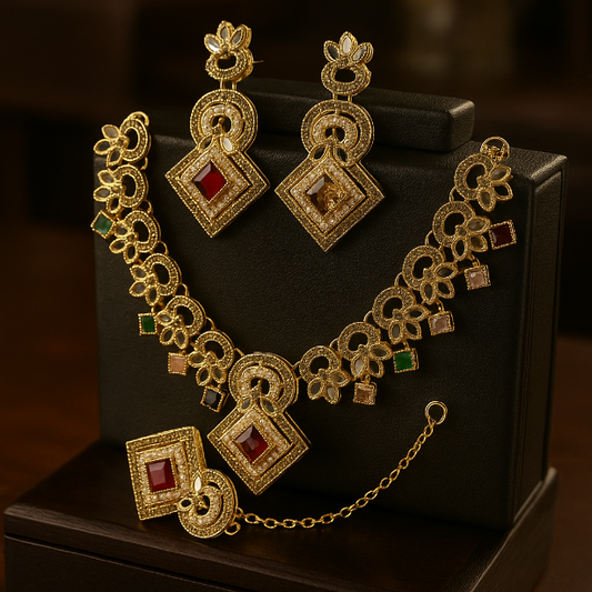"Handcrafted Gold-Plated Kundan Necklace for Bridal & Party Wear – Anmol Jewellery