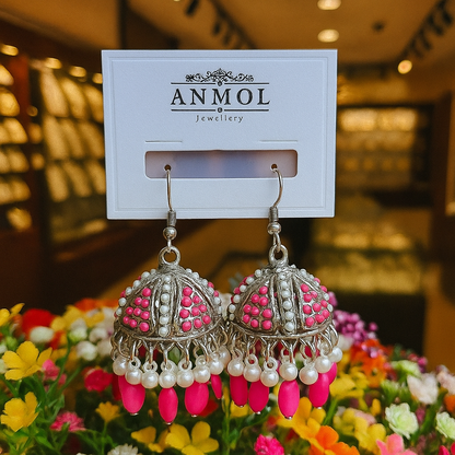 Mehndi Wear Artificial Earrings Jewellery - Green & Red - Anmol Jewellery Anmol Jewellery